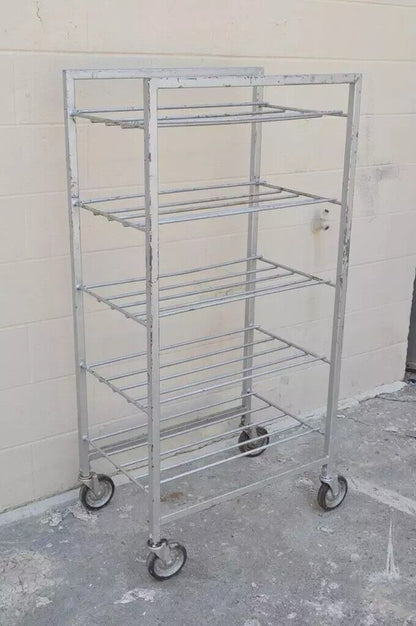 Vintage Industrial Metal Rolling 5 Tier Bakery Bakers Cart Display Shelf Rack