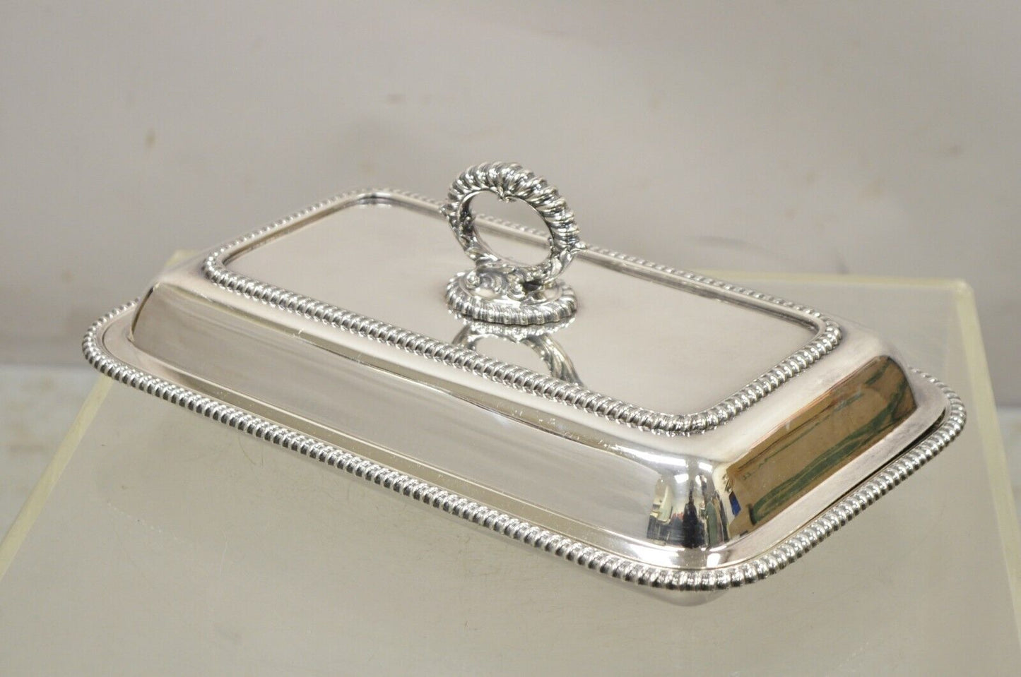 English Victorian Silver Plated Lidded Serving Platter Tray Vegetable Dish