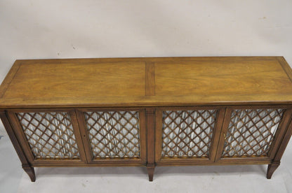 Vintage Baker French Empire Style Cherry Lattice Door Credenza Buffet Sideboard