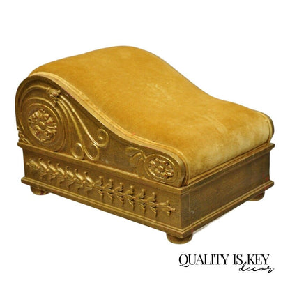 Vintage Italian Empire Style Gold Giltwood Swedish Gout Stool Footstool Ottoman