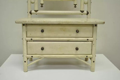 Antique Arts & Crafts Small Salesman Sample White Bentwood Dresser & Mirror