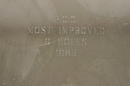 Vintage Scalloped Edge Silver Plated Golf Award Plate "Most Improved... 1985"