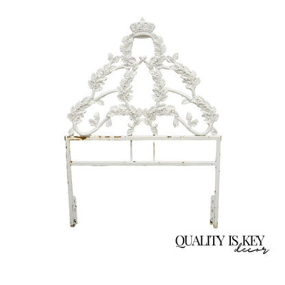 Vintage French Rococo Style Crown Branch & Leaf Twin Single Cast Iron Headboard