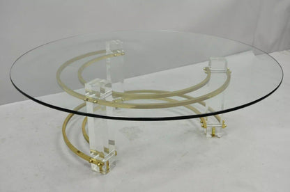 Mid Century Modern Brass Lucite Round Glass Charles Hollis Jones Coffee Table