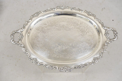 EPCA Poole Silver Co 400 Lancaster Rose Lrg Silver Plate Serving Platter Tray B