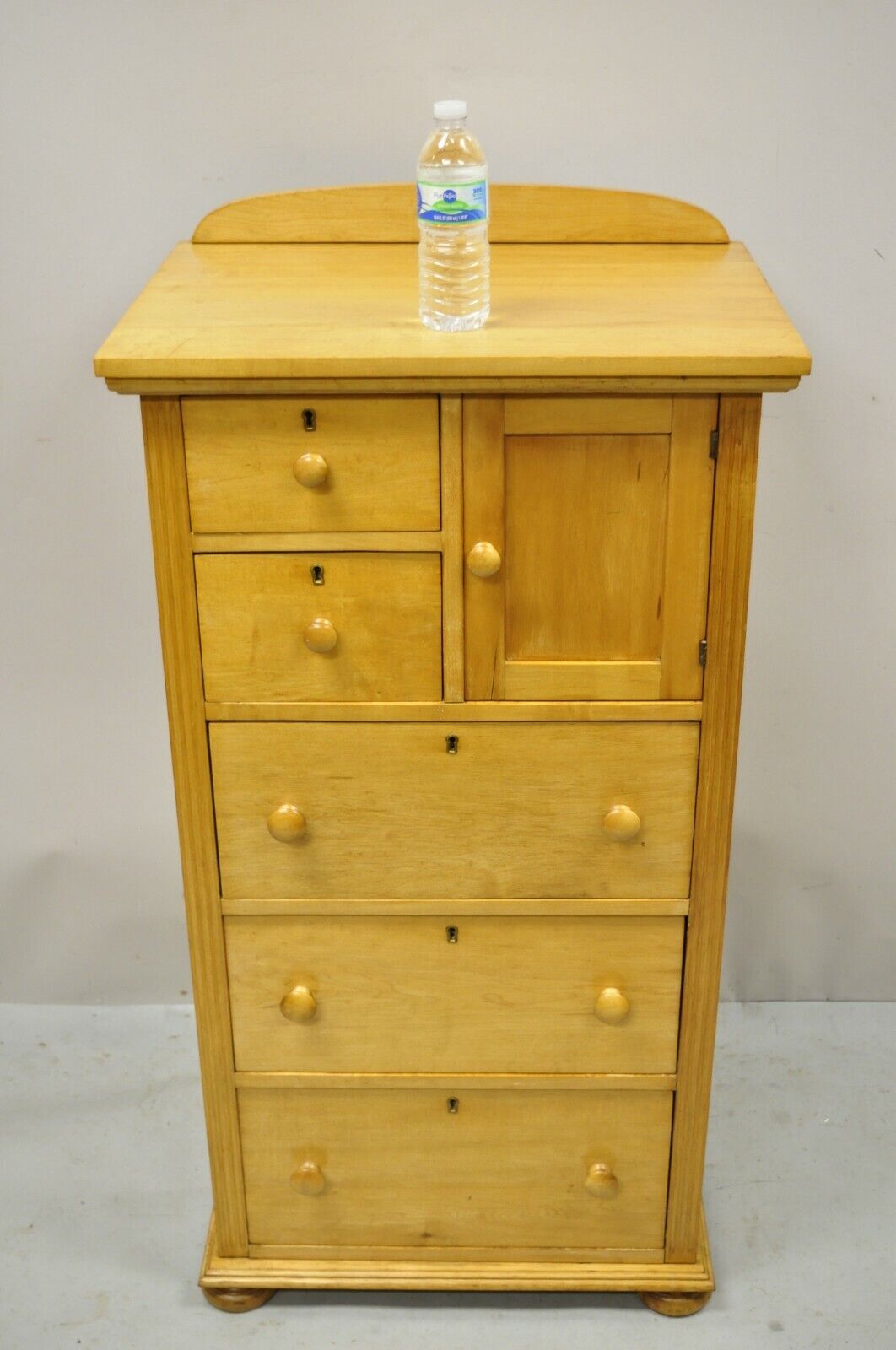 Antique Maple Wood American Empire Tall Chest Washstand Dresser Cabinet Flint ?