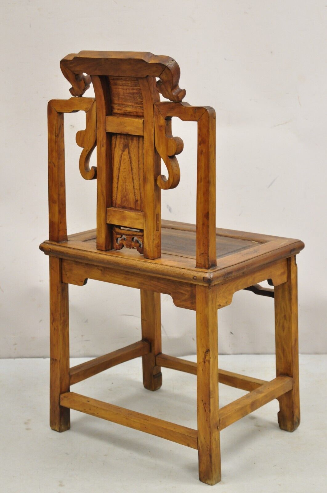 Vintage Carved Teak Wood Japanese Imperial Meiji Style Side Chair