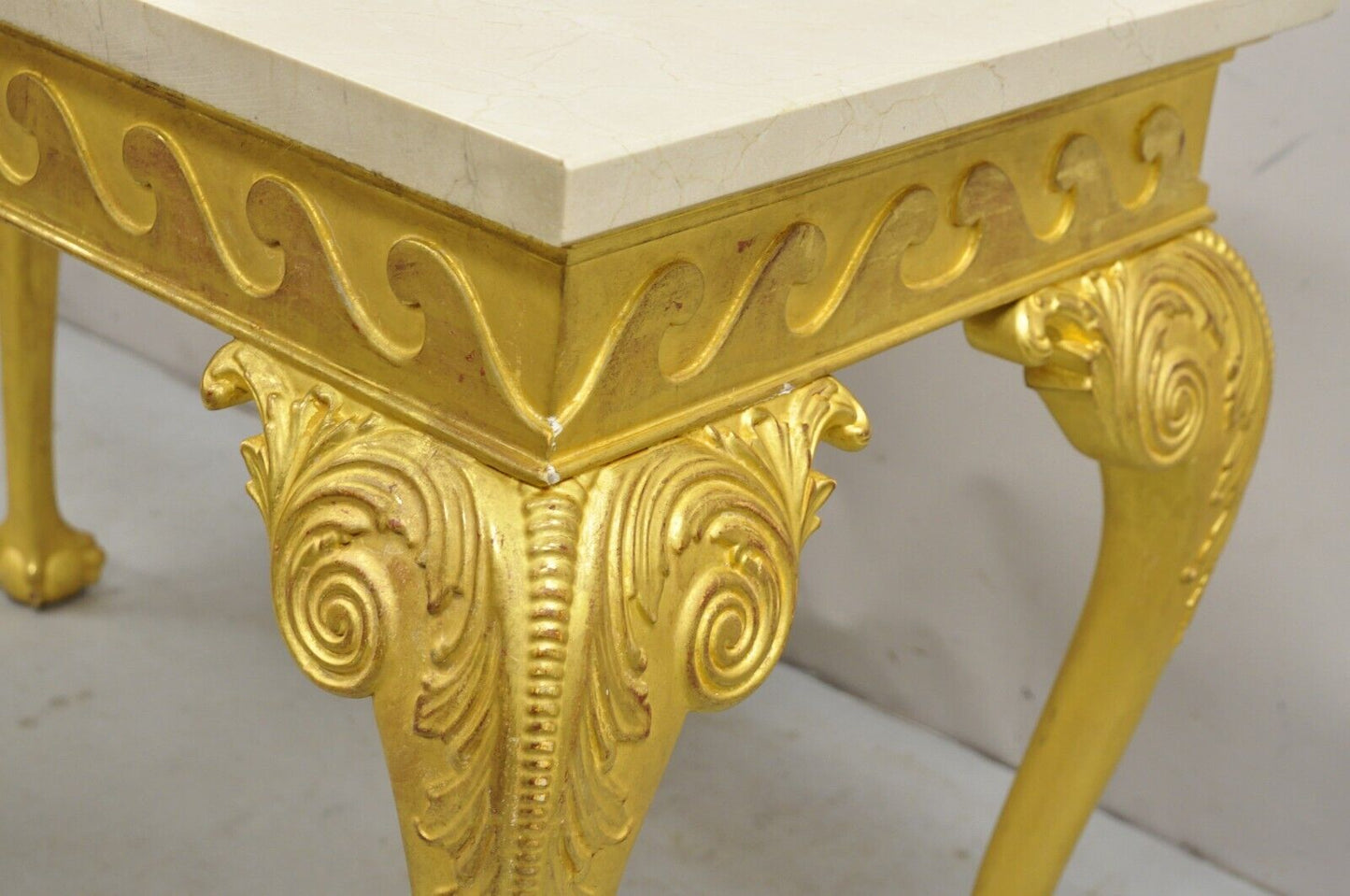 English George II Style Gold Giltwood Ball and Claw Foot Console Hall Table