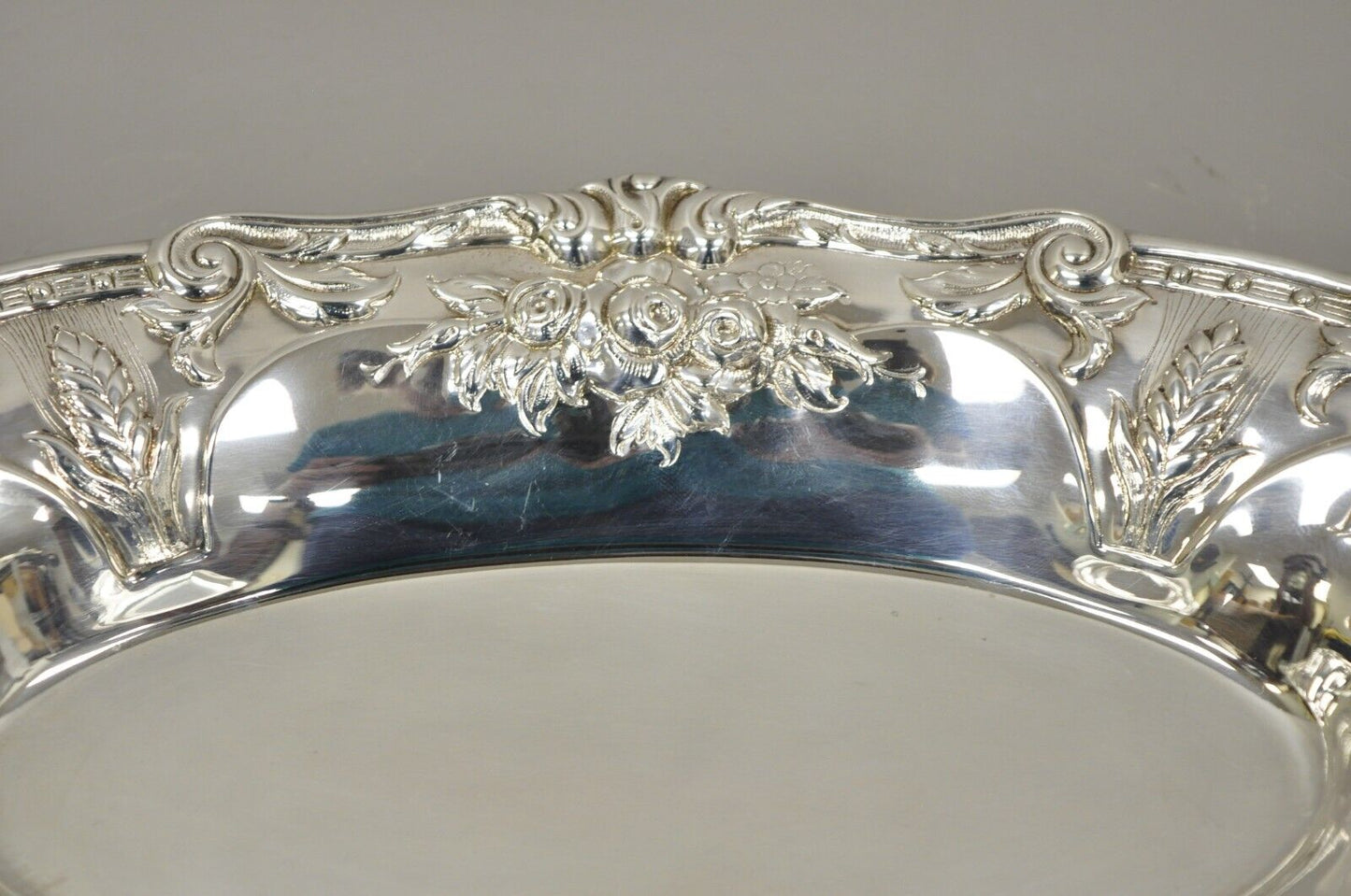 Vintage Floral Embossed Victorian Silver Plate 12" Oval Dish by PS & Co