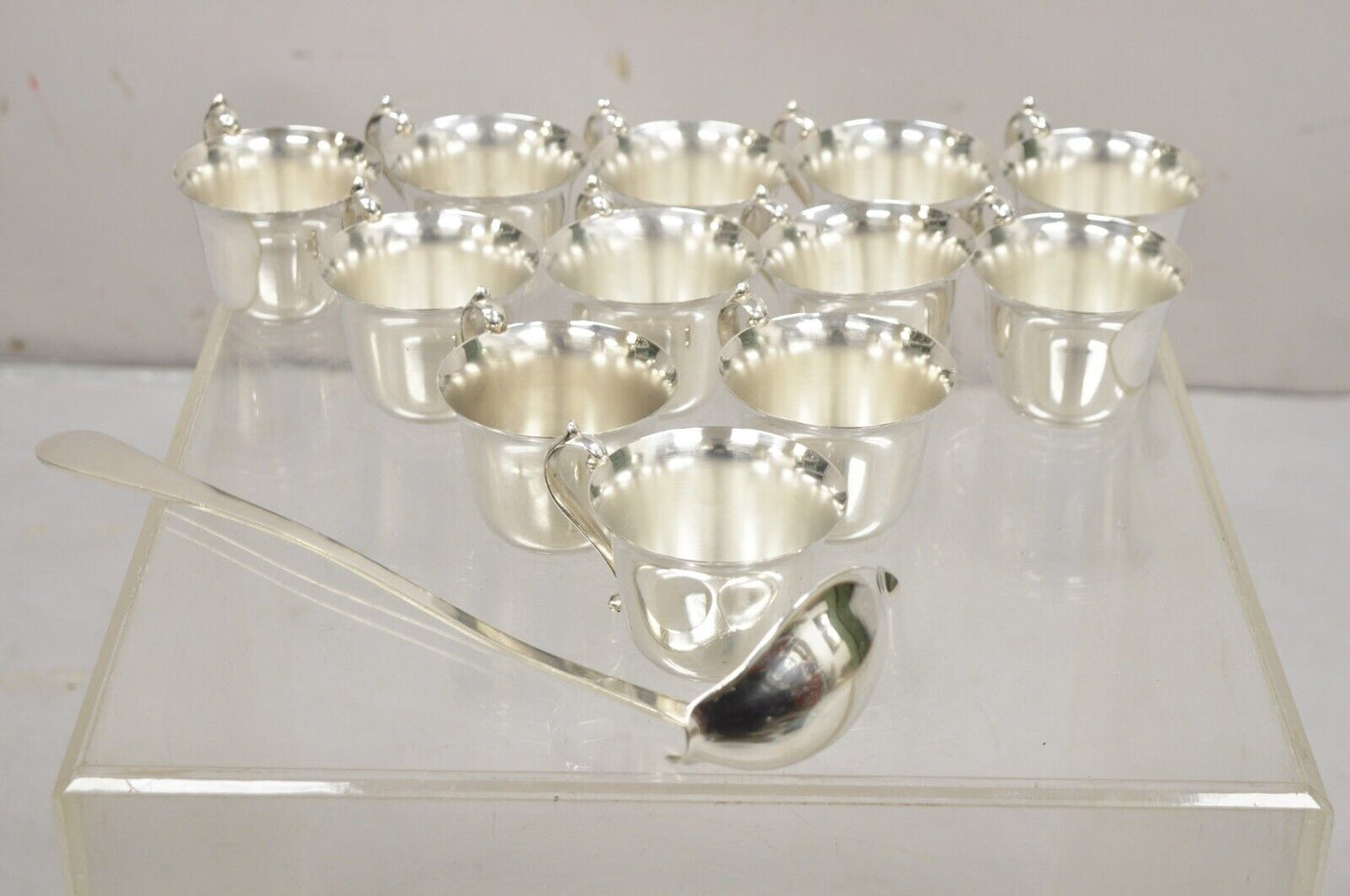 Vintage Pilgrim Regency Style Silver Plated Punch Bowl Cups & Ladle - 13 Pcs