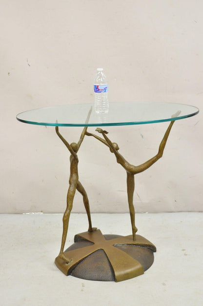 Vintage Jim Jeffries Bronze Dancers Ballerina Sculpture Console Side Table