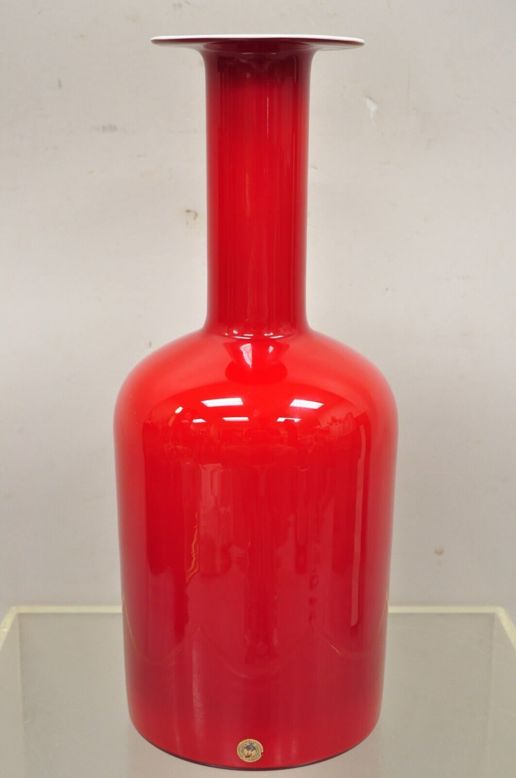 Gulvase by Otto Brauer Holmegaard Brauer Red Art Glass Vase Sweden