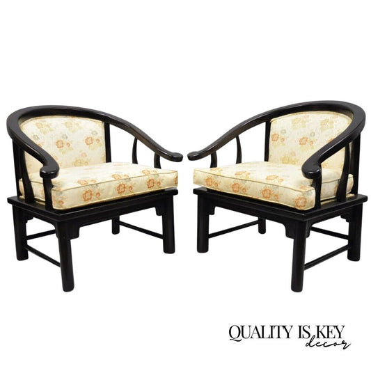 Century Chair Co James Mont Style Horseshoe Ming Lounge Chairs (B) - a Pair