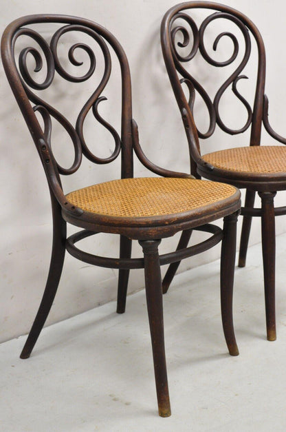 Antique Michael Thonet #4 Bentwood & Cane Cafe Daum Bistro Dining Chair - a Pair