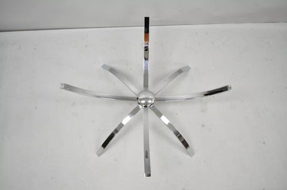 Mid Century Italian Modern Chrome Steel Spider Base Round Glass Top Coffee Table