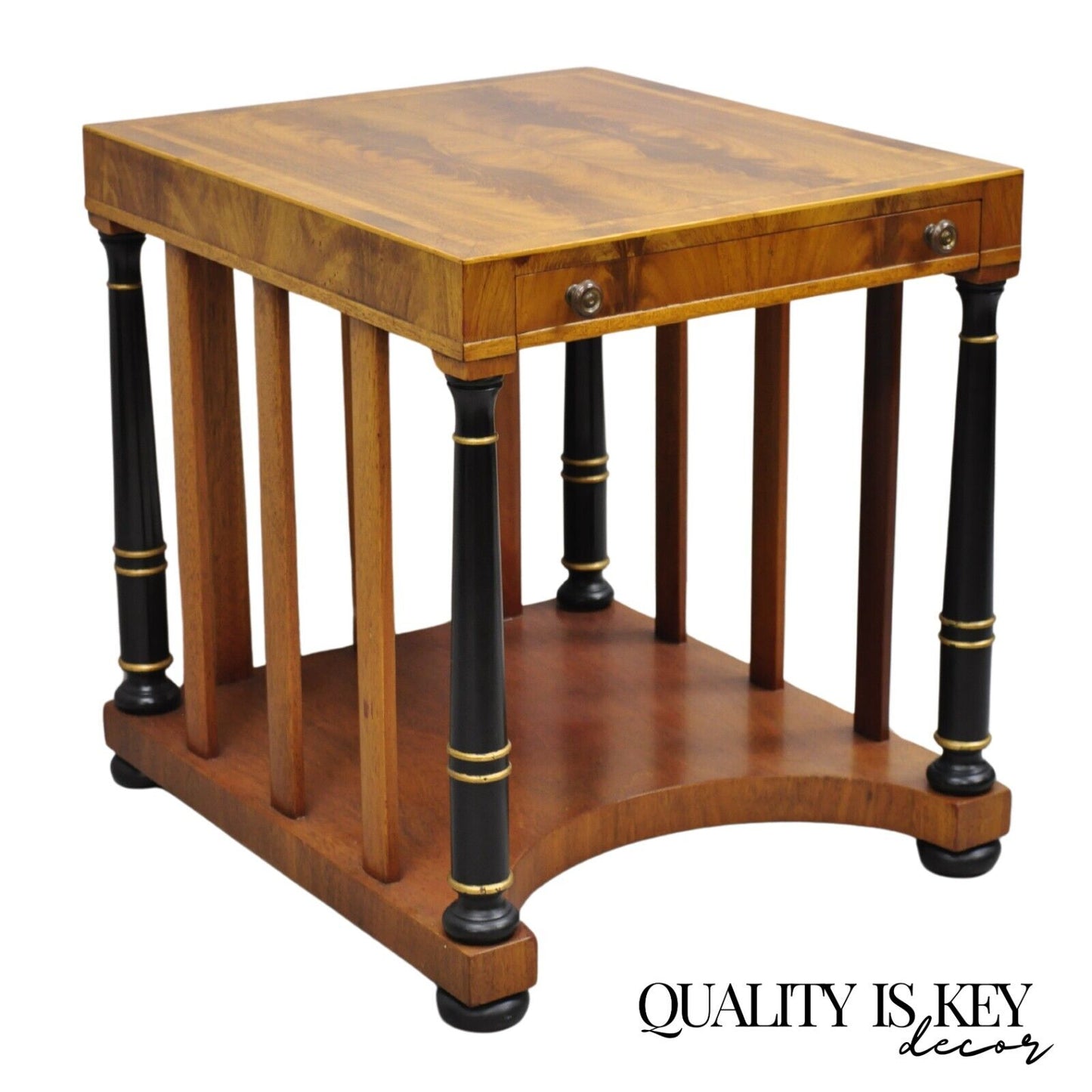 Weiman Heirloom Italian Regency Empire Mahogany Side Table w/ Black Columns