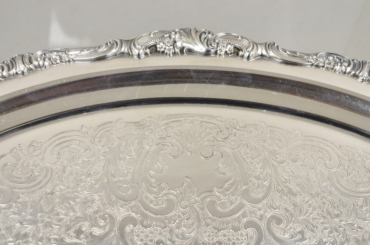 Vintage Baroque by Wallace Oval Silver Plated Victorian Serving Platter Tray