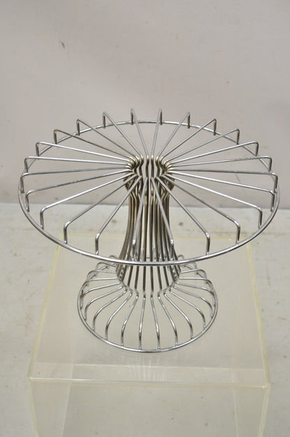 Vintage Mid Century Modern Chrome Metal Wire Pedestal Cake Stand