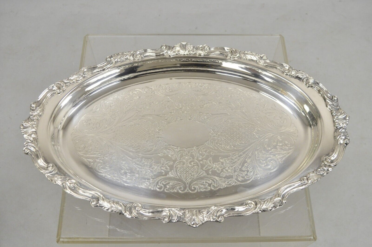 Vintage Sheridan Victorian Silver Plated Oval Deep Serving Platter Dish