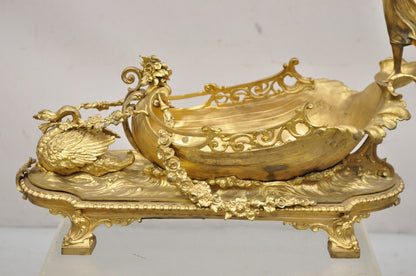 French Louis XV Style Gold Gilt Bronze Figural Centerpiece Bowl Sculpture