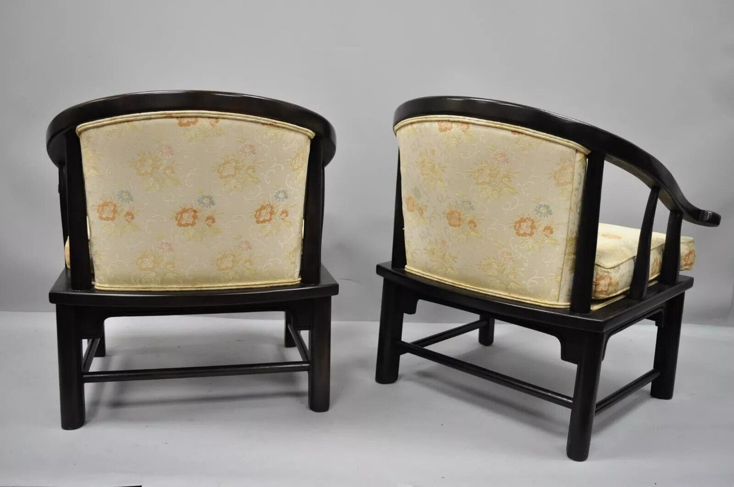 Century Chair Co James Mont Style Horseshoe Ming Lounge Chairs (A) - a Pair