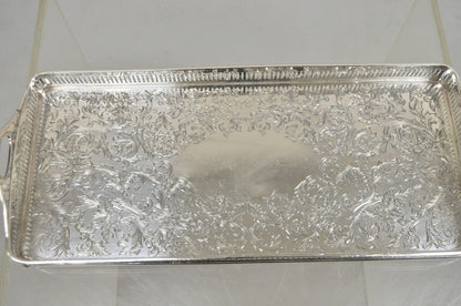 Vintage Wilcox Victorian Floral Engraved Narrow Silver Plated Trinket Dish