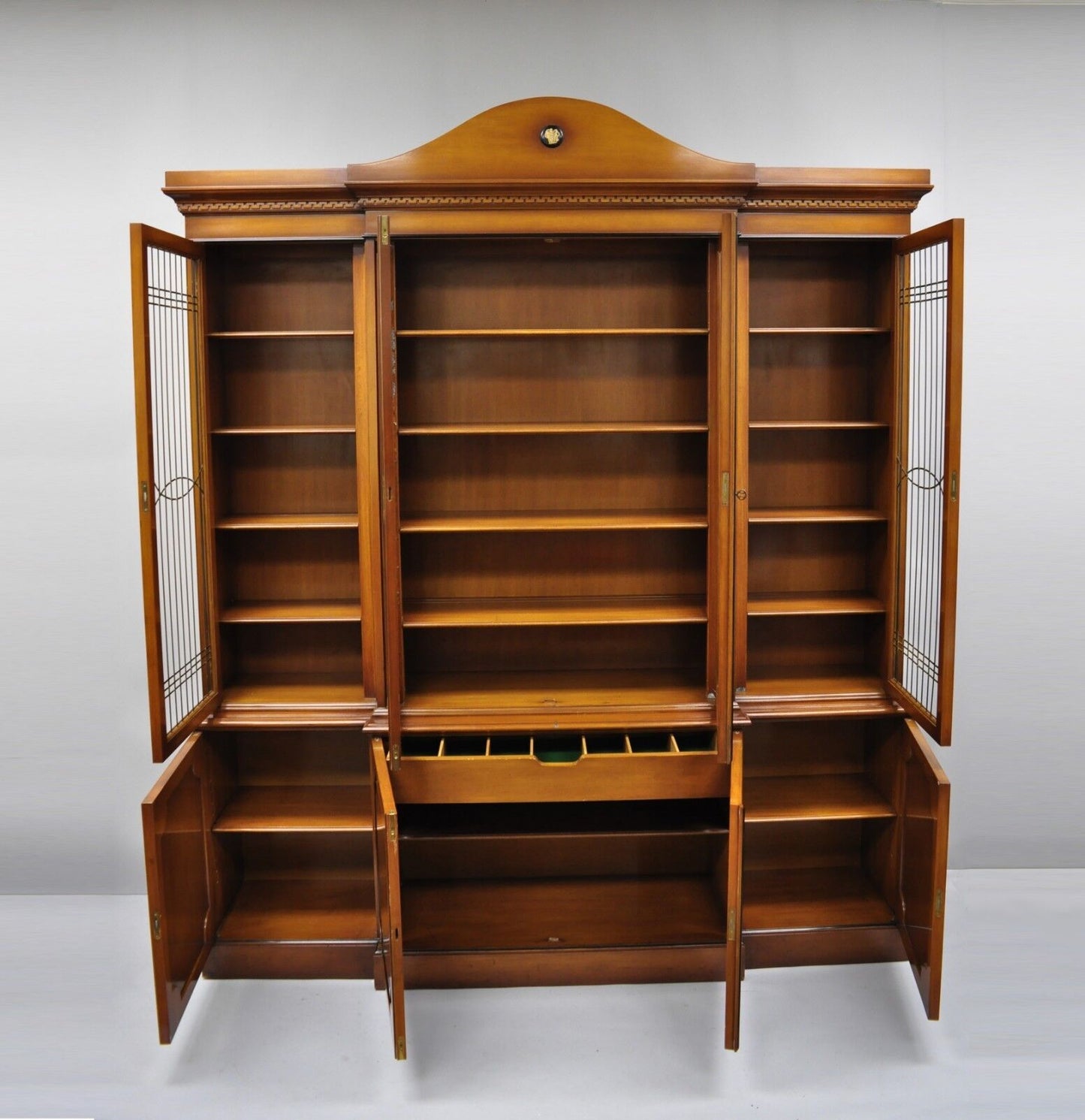 Maslow Freen French Empire Style Mahogany Breakfront Bookcase China Cabinet