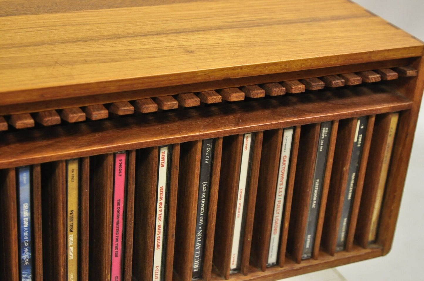 Vintage Kalmar Teak Wood Mid Century Modern 30 Slot CD Rack Holder Organizer (A)