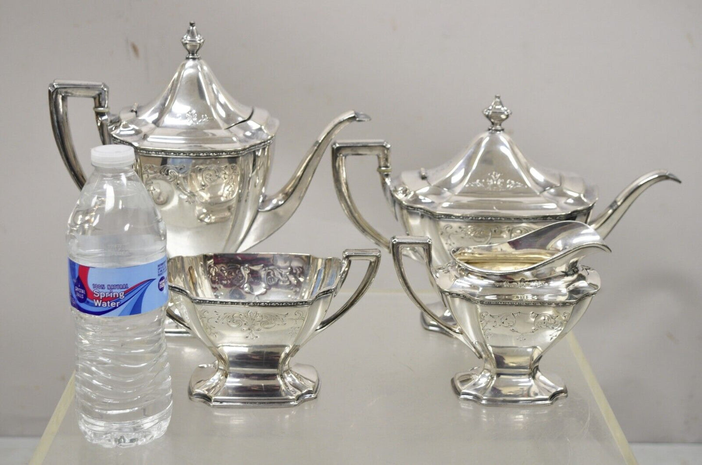 WD Smith Silver Co Chippendale EPNS Hepplewhite Silver Plated Tea Set - 4 pcs