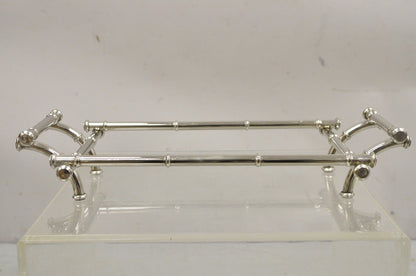 Vtg Italian Hollywood Regency Faux Bamboo Silver Plated Serving Platter Stand