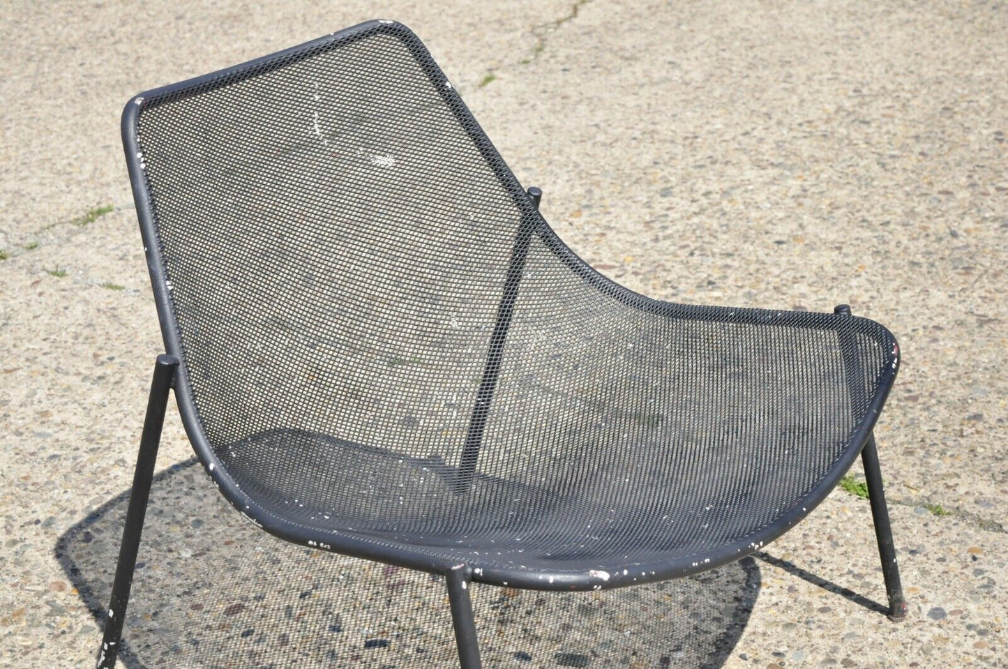 Vintage Metal Mesh Perforated Wide Seat Modern Patio Garden Lounge Chair