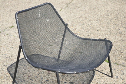 Vintage Metal Mesh Perforated Wide Seat Modern Patio Garden Lounge Chair