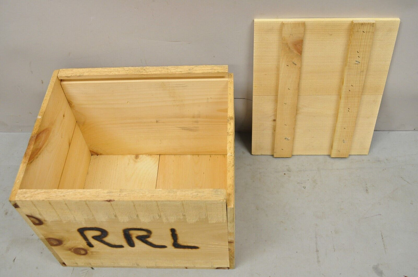 RRL Wooden Sliding Lid Crate Ralph Lauren? Perishable Burn Mark Storage Box