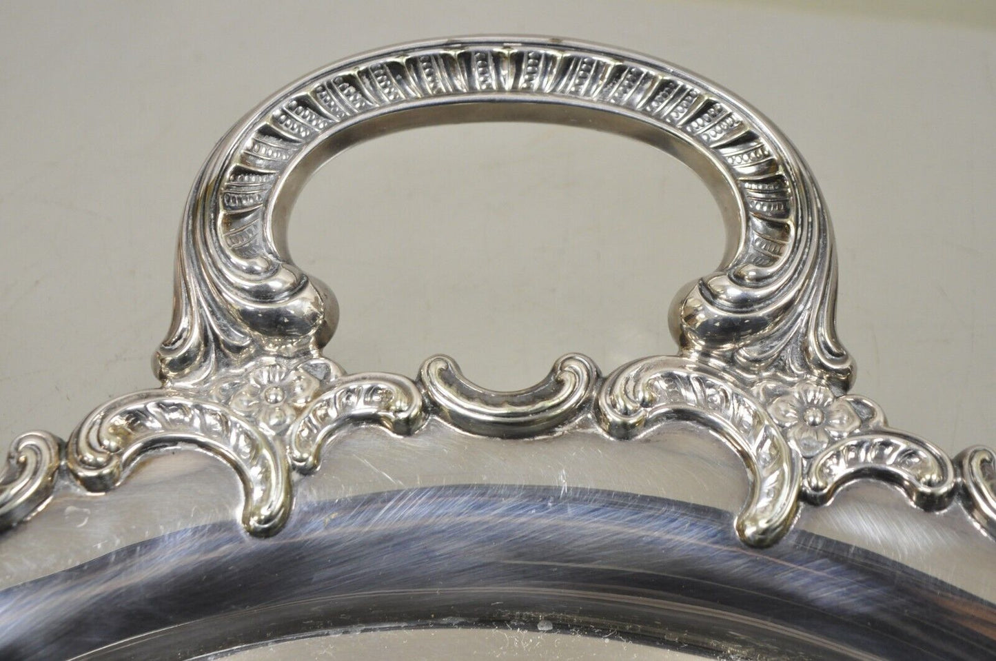 Vintage Handarbelt Alpacca Silver Plate Oval Tray Serving Platter