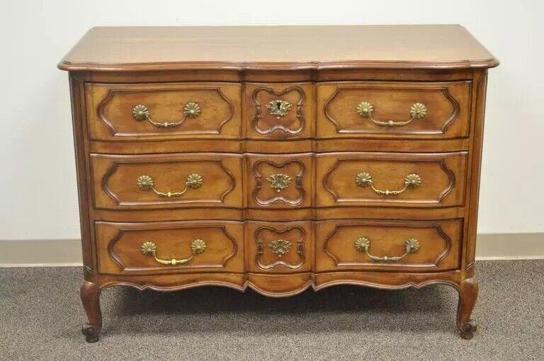 Country French Provincial Louis XV Style Cherry Bachelor Chest of Drawer Commode