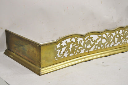 Antique French Renaissance Brass Figural Floral 67" Fireplace Surround Fender