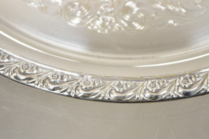 WM Rogers 771 Silver Plated Round Etched Serving Platter Tray