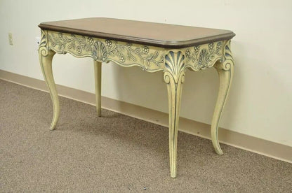 Vintage Louis XV French Country Style Shell Carved 2 Drawer Console Hall Table