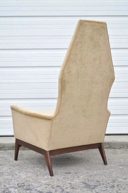 Mid Century Modern Adrian Pearsall Style Beige Diamond Back Walnut Lounge Chair