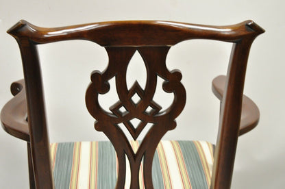 Henkel Harris Solid Mahogany Georgian Chippendale Style Dining Chairs - Set of 6