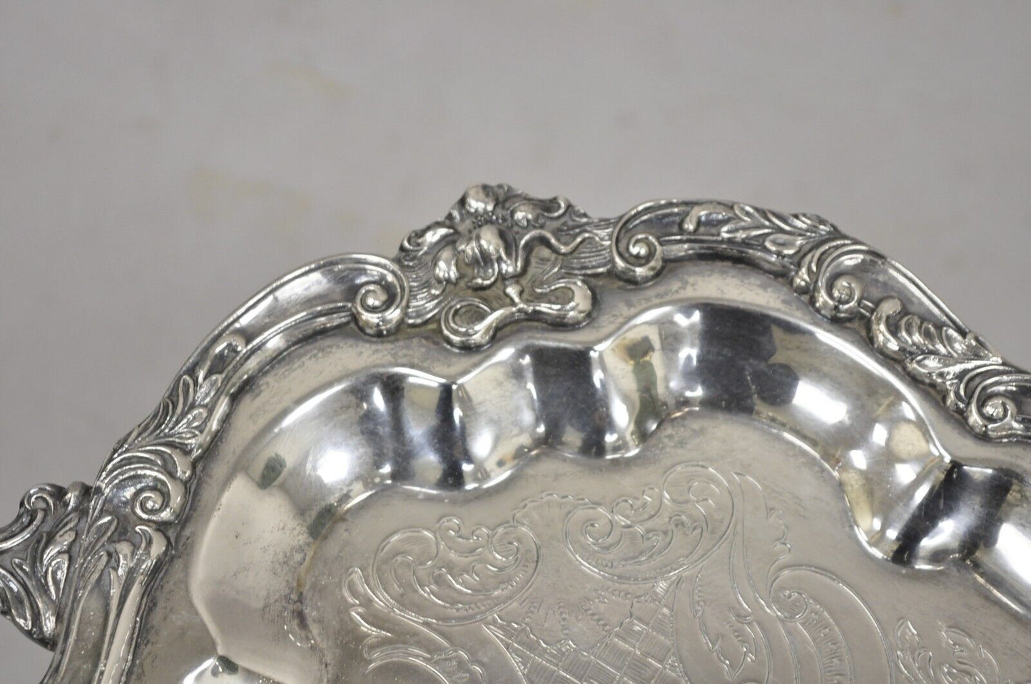 Vintage Sheridan Victorian Scalloped Silver Plated Serving Platter Tray