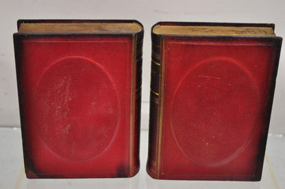 Vintage Italian Red Leather Bound "Patent Law" Faux Book Bookends (B) - Pair