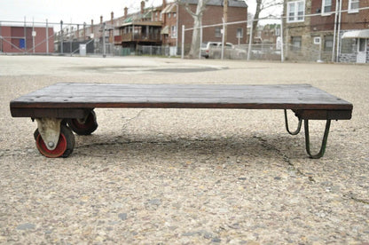 Vintage Fairbanks American Industrial Wood Iron Factory Work Cart Coffee Table A