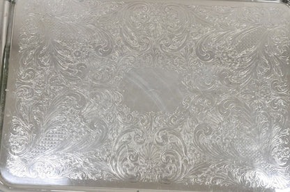 Vintage Sheffield Victorian Ornate Silver Plated Serving Platter Tray