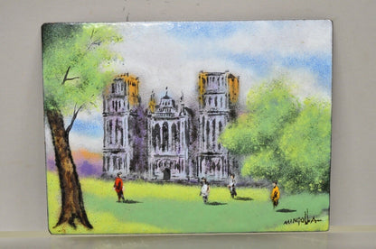 Dom Dominic Mingolla Enamel on Copper Small Painting Notre Dame? Cathderal 6 x 8