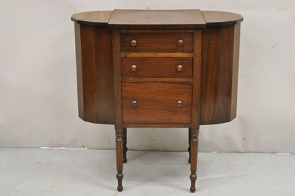 Vintage Martha Washington Colonial Mahogany Sewing Stand Side Table Cabinet