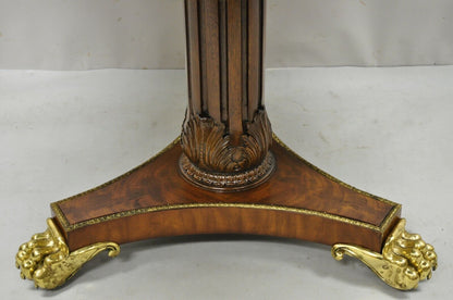 Maitland Smith French Empire Regency Leather Top Brass Paw Feet Center Table