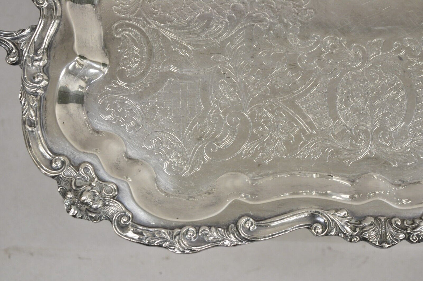 Vintage Sheridan Victorian Scalloped Silver Plated Serving Platter Tray