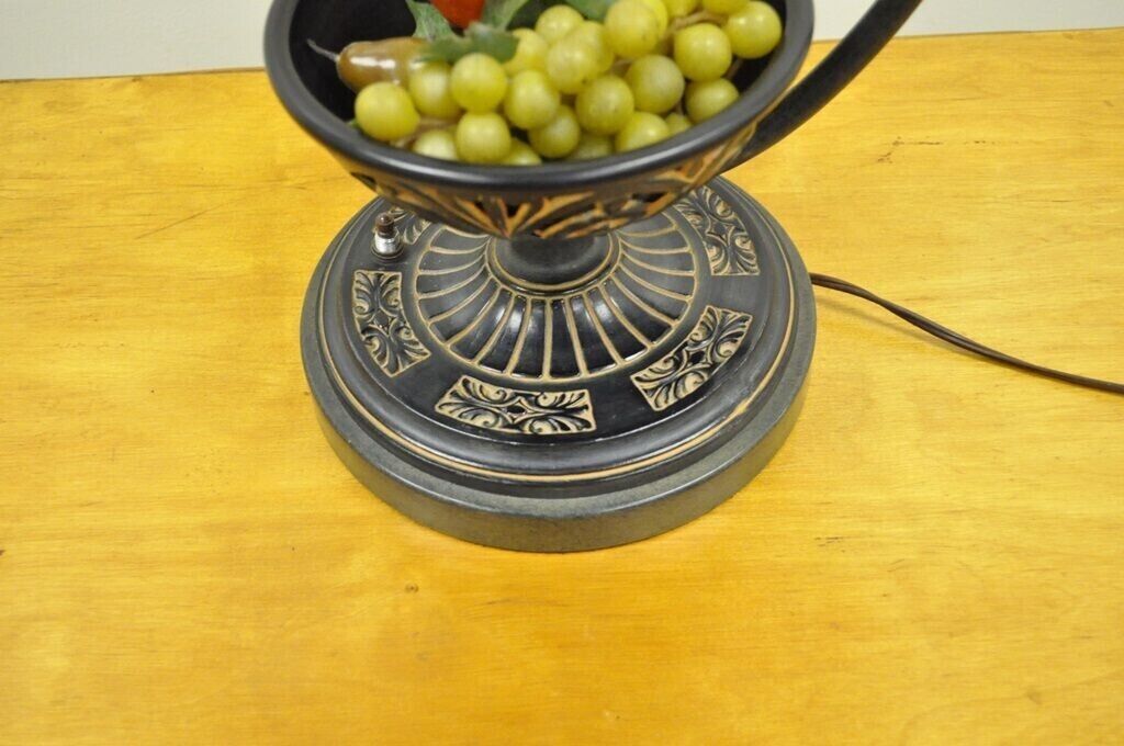 Vintage Italian Style Scrolling Metal Hanging Lantern Fruit Bowl Table Lamp