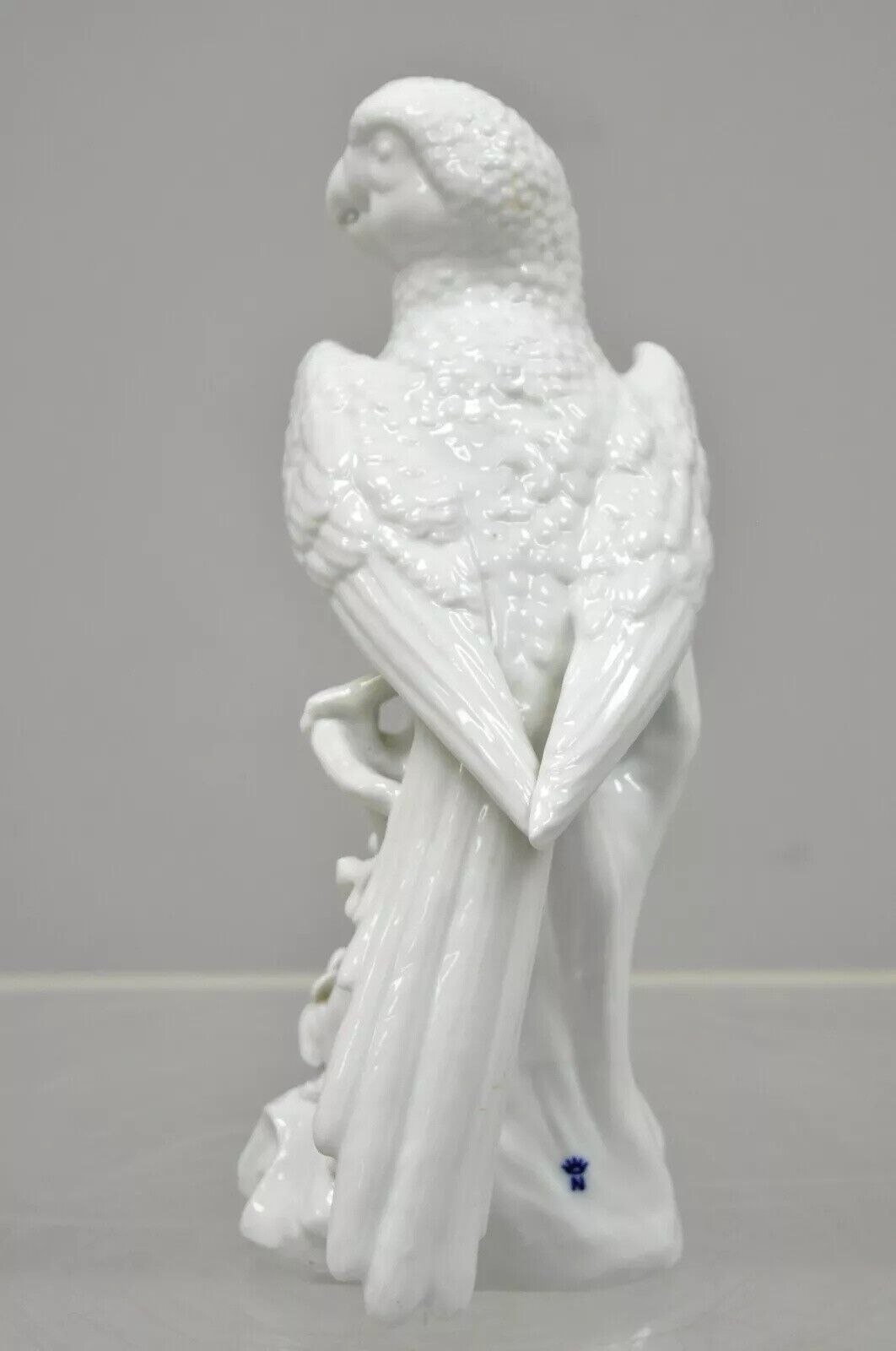 White Porcelain 11" Parrot Figure Statue 5 Point Crown N Capodimonte or German